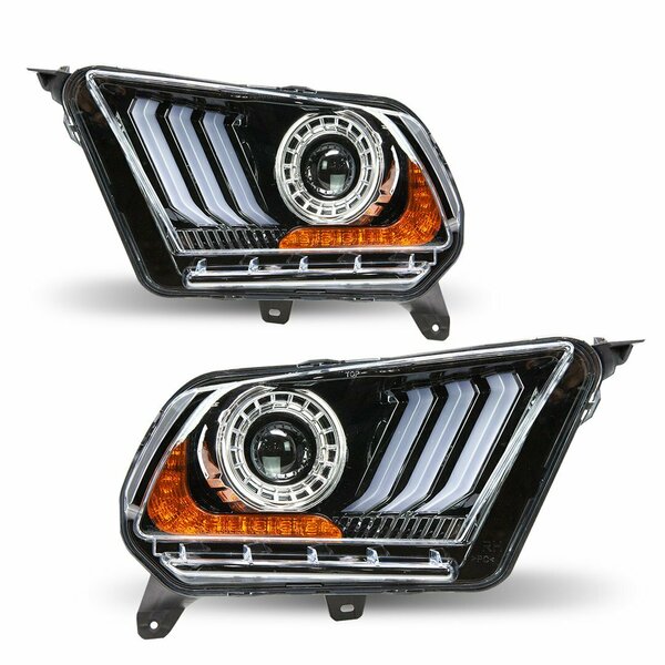 Renegade Drl Projector Headlight With Sequential Turn Signal - Black/Clear CHRNG0612-B-SQ